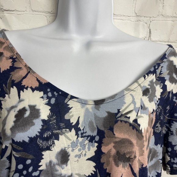 Next size 10 blue floral print v neck short sleeve blouse - Picture 3 of 6